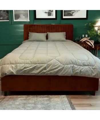 Çift Kişilik Doğal Yün Yorgan ve Yastık Takımı - Gri