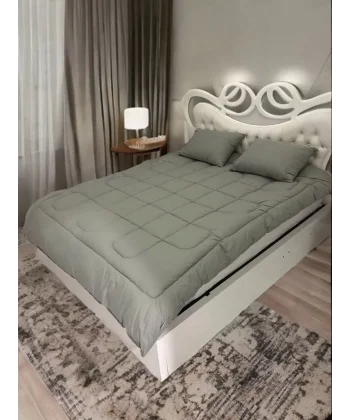 Çift Kişilik Doğal Yün Yorgan ve Yastık Takımı - Haki