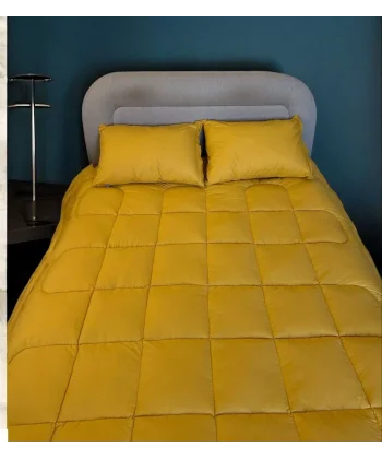 Çift Kişilik Doğal Yün Yorgan ve Yastık Takımı - Sarı