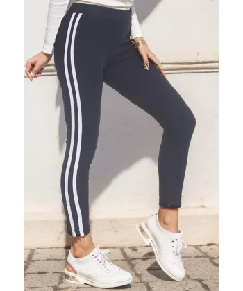 Çift Şeritli Tayt Lacivertbeyaz