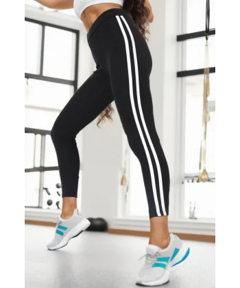 Çift Şeritli Tayt Siyahbeyaz