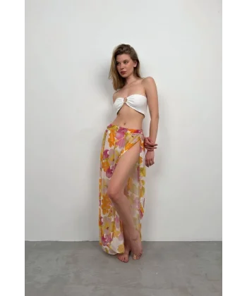 Çift Yırtmaçlı Desenli Pareo