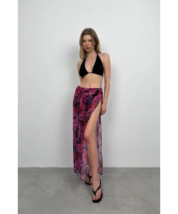 Çift Yırtmaçlı Desenli Pareo