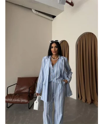 ÇİZGİİ CEKET KETEN  avi