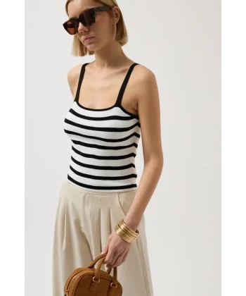 Çizgili Askılı Bluz