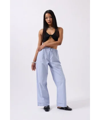 Çizgili Bel Lastikli Pantolon