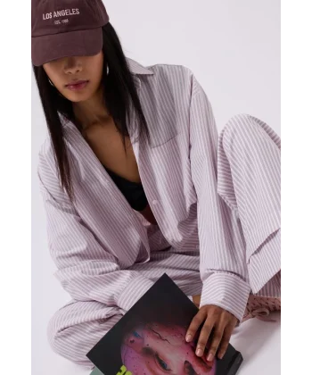 Çizgili Cep Detay Gömlek