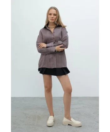 Çizgili Gömlek  Kahve