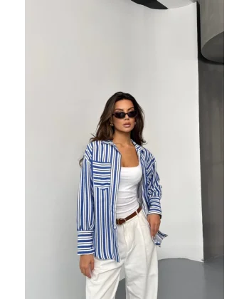 ÇİZGİLİ GÖMLEK - Lacivert