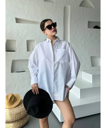 Çizgili Oversize Gömlek