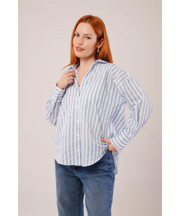 Çizgili Rahat Kesim avi Gömlek