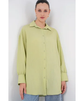 Çizgili Uzun Gömlek Tunik 5963 - E.Yeşil