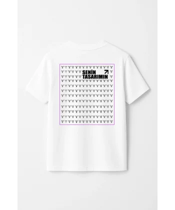 Çocuk Arka Sizin Tasarımınız Basic Tshirt - Beyaz
