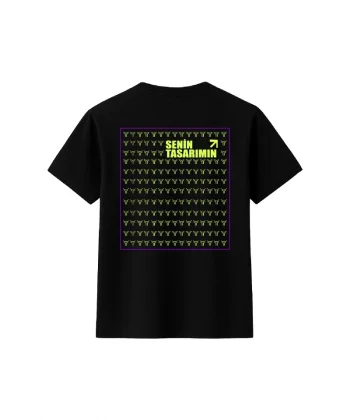 Çocuk Arka Sizin Tasarımınız Basic Tshirt - Siyah