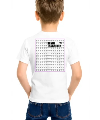 Çocuk Ön Arka Sizin Tasarımınız Basic Tshirt - Beyaz