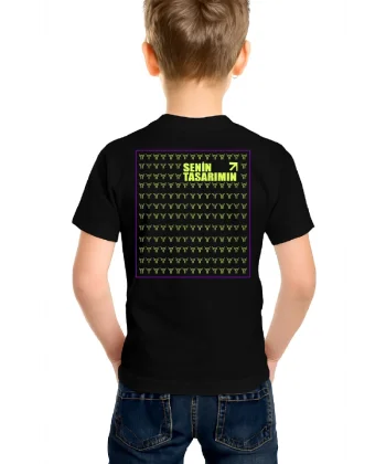 Çocuk Ön Arka Sizin Tasarımınız Basic Tshirt - Siyah