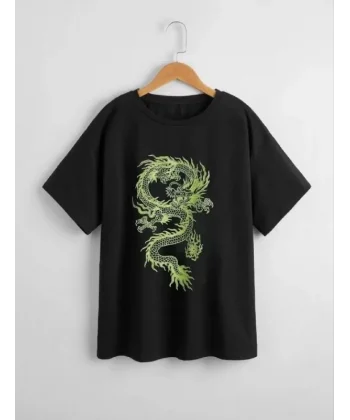 Çocuk Unisex Baskılı T-Shirt - Siyah