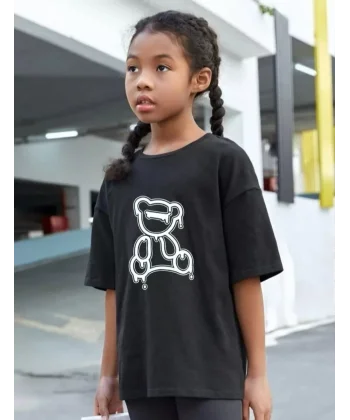 Çocuk Unisex Baskılı T-Shirt - Siyah