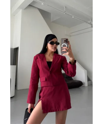 CROP CEKET - KISA ETEK TAKIM - Bordo