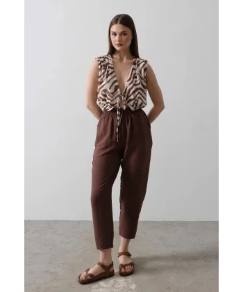 Crop Dokuma Bluz  Çok Renkli