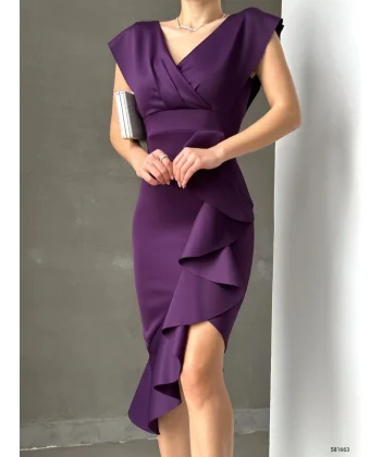 cuba Kumaş Önü Fırfırlı idi Boy Elbise