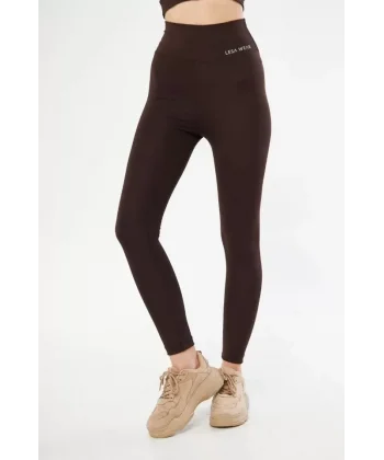 Dalgıç Yüksel Bel Baskılı Tayt - Bordo