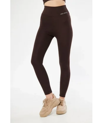 Dalgıç Yüksel Bel Baskılı Tayt - Bordo