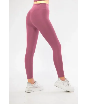 Dalgıç Yüksel Bel Baskılı Tayt - Mor