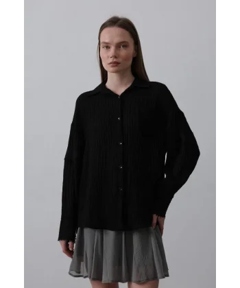 Dantel Detaylı Gömlek  iyah