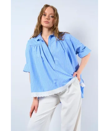 Dantelli Gömlek  MaviBeyaz