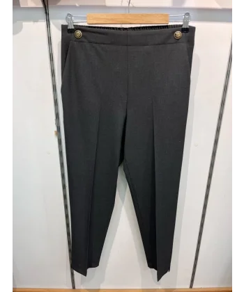 Dekorati̇f Düğmeli̇ Arka Bel Lasti̇kli̇ Pantolon