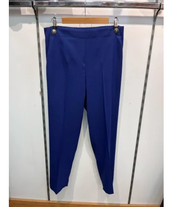 Dekorati̇f Düğmeli̇ Arka Bel Lasti̇kli̇ Pantolon