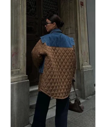 Denim Garnili Kapitone Ceket 7071