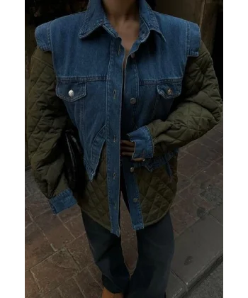 Denim Garnili Kapitone Ceket 7071