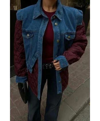 Denim Garnili Kapitone Ceket 7071