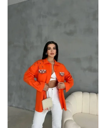 DENİZ KABUKU GABARDİN GÖEK  Orange