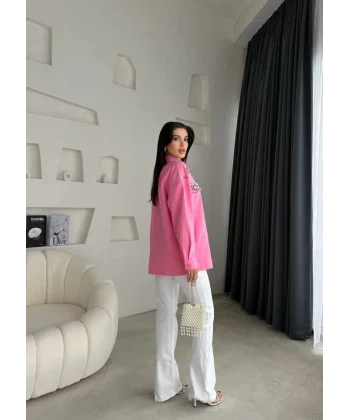 DENİZ KABUKU GABARDİN GÖEK  Pembe