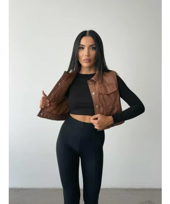DERİ CROP YEEK  Kahverengi