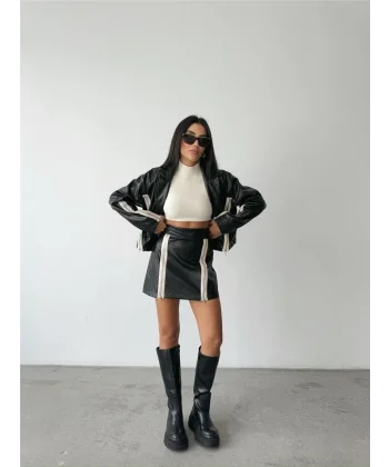 DERİ FERUAR DETAYI ETEK  iyah