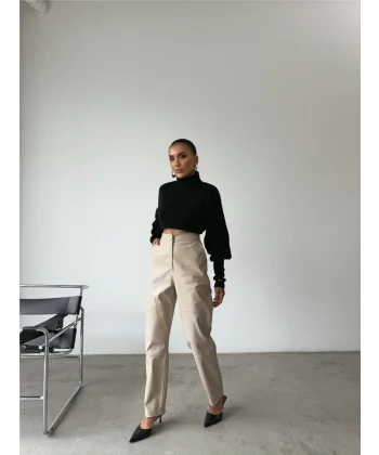 DERİ PANTOON DİZ PARÇAI  Taş