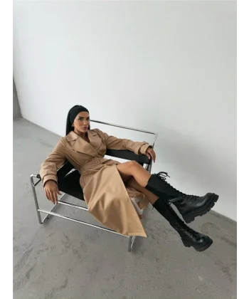 DERİ TRENÇKOT - Bej