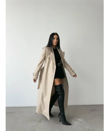 DERİ TRENÇKOT - Taş