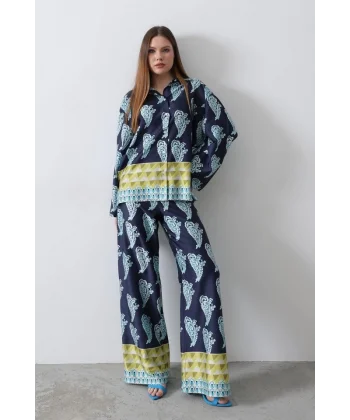 Desenli aten Bol Takım  İndigo