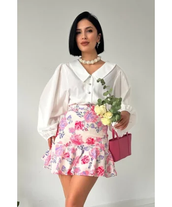 Desenli Çiçekli Etek