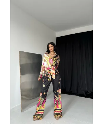 Desenli Gömlek Ve Desenli Pantolon Takım