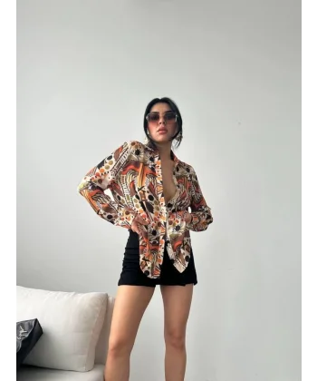 Desenli Oversize Gömlek