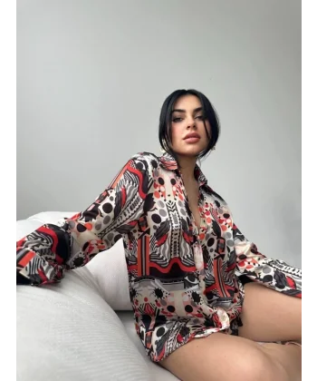 Desenli Oversize Gömlek