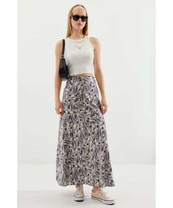 Desenli Saten Etek 15877  Gri