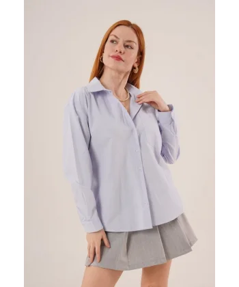 Desenli Tek Cepli Düğmeli avi Gömlek