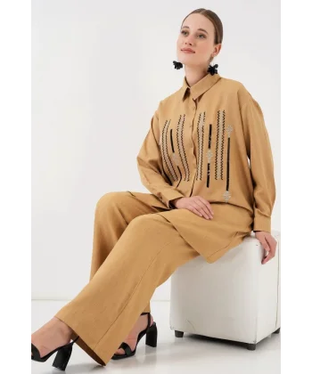 Desenli Tunik Pantolon İkili Takım 6720 - Bisküvi